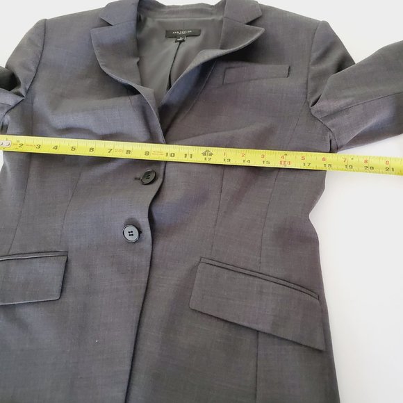 Ann Taylor Blazer Classic Wool Work Career Business Grey 8 - Picture 9 of 12